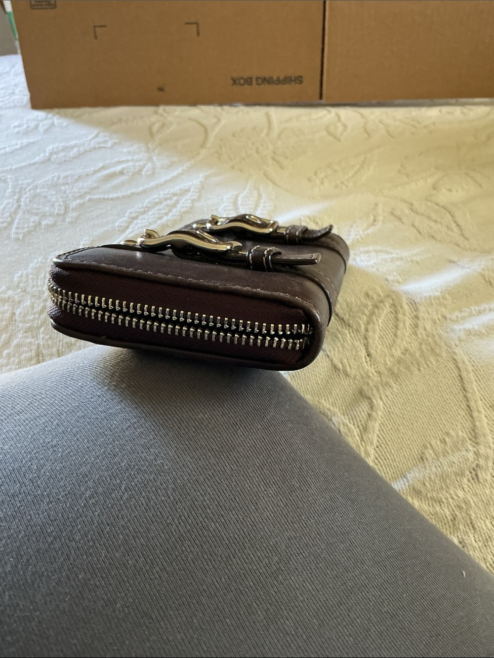Coach shoulder bag with matching wallet, dark brown and dust bag. - Picture 10 of 12
